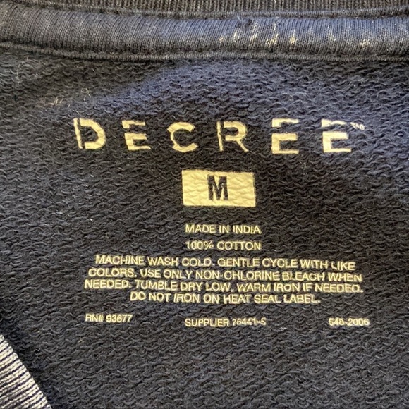 Decree Men’s Vintage Wash Blue Crewneck Sweater Tie Dye Zip Hem Casual M - Picture 7 of 11